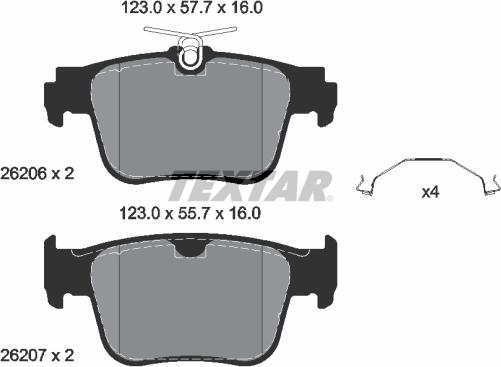 Textar 2620601 - Kit de plaquettes de frein, frein à disque cwaw.fr