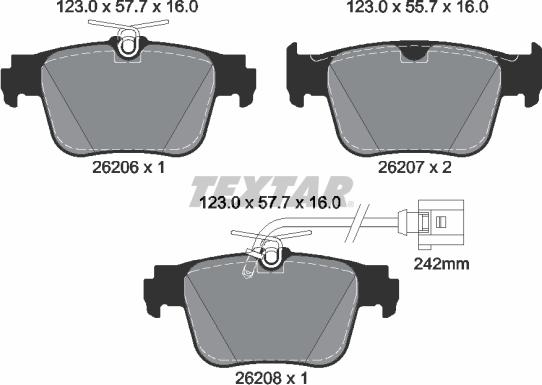 Textar 2620603 - Kit de plaquettes de frein, frein à disque cwaw.fr