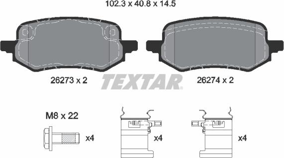 Textar 2627301 - Kit de plaquettes de frein, frein à disque cwaw.fr