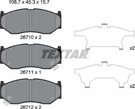 Textar 2671001 - Kit de plaquettes de frein, frein à disque cwaw.fr