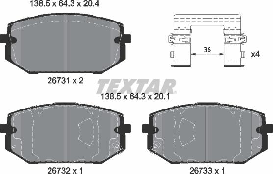 Textar 2673101 - Kit de plaquettes de frein, frein à disque cwaw.fr