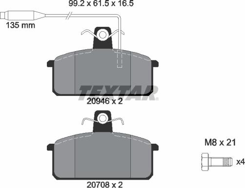 Textar 2094602 - Kit de plaquettes de frein, frein à disque cwaw.fr