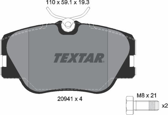 Textar 2094102 - Kit de plaquettes de frein, frein à disque cwaw.fr