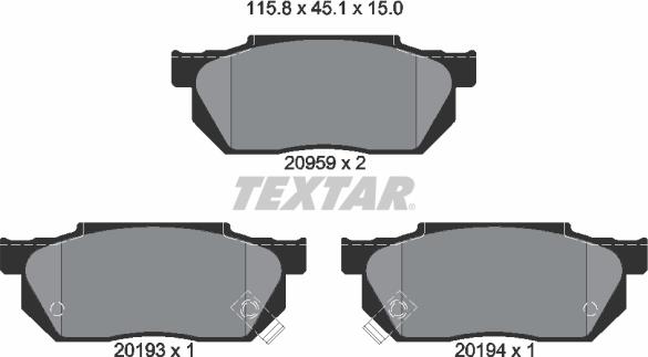 Textar 2095902 - Kit de plaquettes de frein, frein à disque cwaw.fr