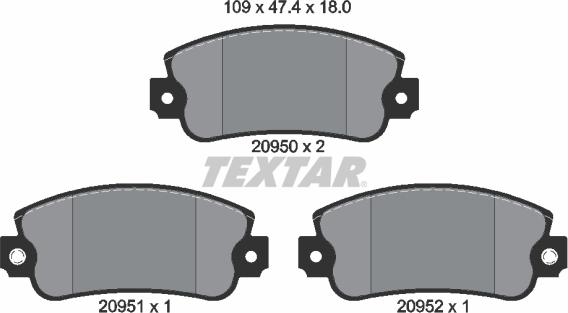 Textar 2095006 - Kit de plaquettes de frein, frein à disque cwaw.fr