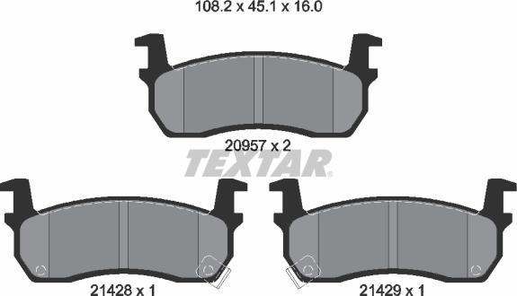 Textar 2095702 - Kit de plaquettes de frein, frein à disque cwaw.fr