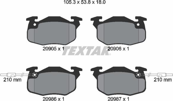 Textar 2090506 - Kit de plaquettes de frein, frein à disque cwaw.fr