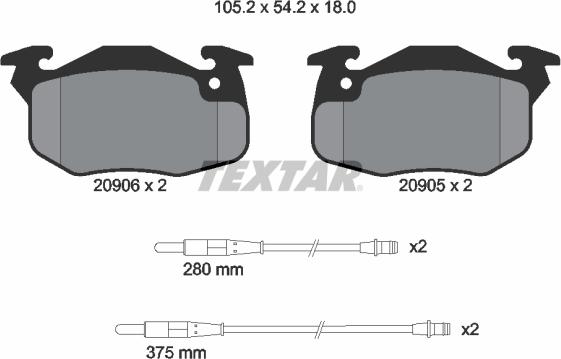 Textar 2090604 - Kit de plaquettes de frein, frein à disque cwaw.fr