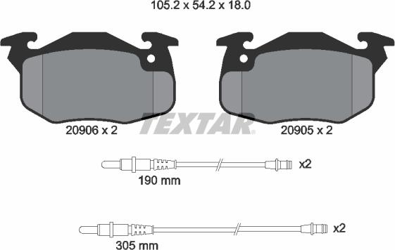 Textar 2090603 - Kit de plaquettes de frein, frein à disque cwaw.fr