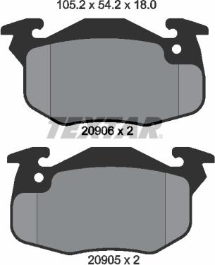 Textar 2090602 - Kit de plaquettes de frein, frein à disque cwaw.fr