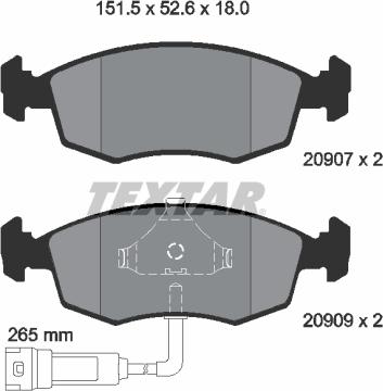 Textar 2090702 - Kit de plaquettes de frein, frein à disque cwaw.fr