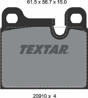 Textar 2091001 - Kit de plaquettes de frein, frein à disque cwaw.fr