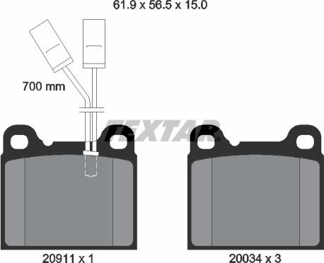 Textar 2091101 - Kit de plaquettes de frein, frein à disque cwaw.fr