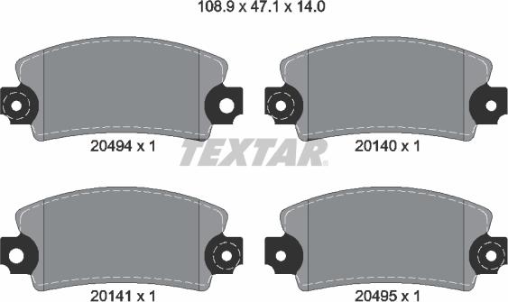 Textar 2049401 - Kit de plaquettes de frein, frein à disque cwaw.fr