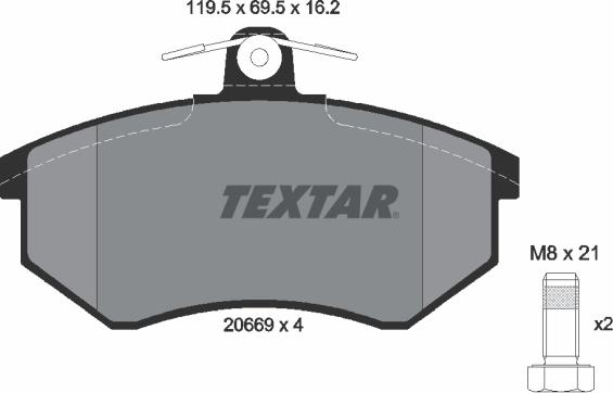 Textar 2066904 - Kit de plaquettes de frein, frein à disque cwaw.fr