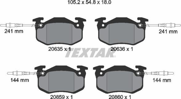 Textar 2063503 - Kit de plaquettes de frein, frein à disque cwaw.fr