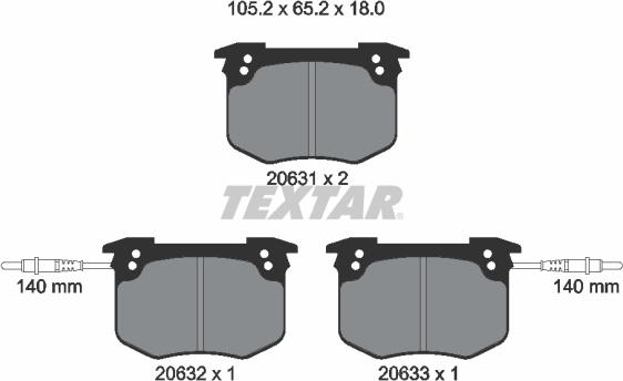 Textar 2063101 - Kit de plaquettes de frein, frein à disque cwaw.fr