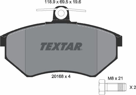 Textar 2016804 - Kit de plaquettes de frein, frein à disque cwaw.fr