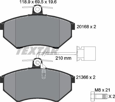 Textar 2016805 - Kit de plaquettes de frein, frein à disque cwaw.fr