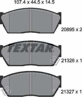 Textar 2089502 - Kit de plaquettes de frein, frein à disque cwaw.fr