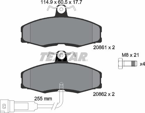 Textar 2086109 - Kit de plaquettes de frein, frein à disque cwaw.fr