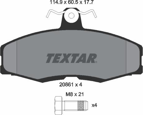 Textar 2086105 - Kit de plaquettes de frein, frein à disque cwaw.fr