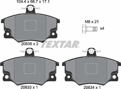 Textar 2083302 - Kit de plaquettes de frein, frein à disque cwaw.fr