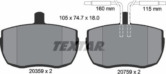 Textar 2053901 - Kit de plaquettes de frein, frein à disque cwaw.fr