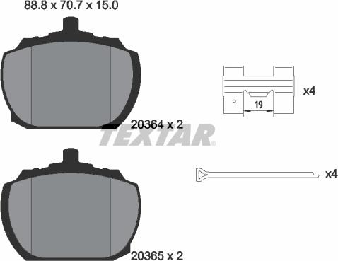 Textar 2036404 - Kit de plaquettes de frein, frein à disque cwaw.fr