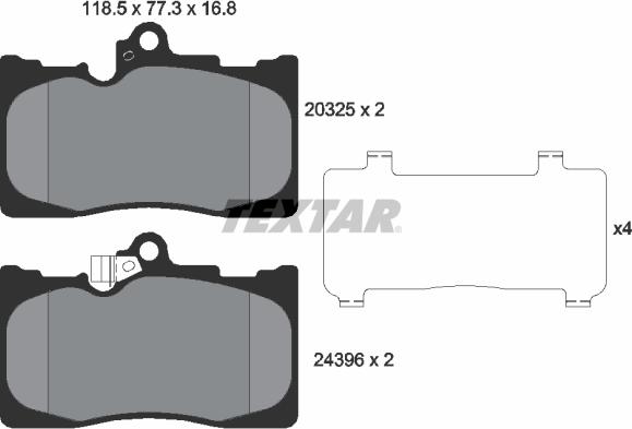 Textar 2032501 - Kit de plaquettes de frein, frein à disque cwaw.fr