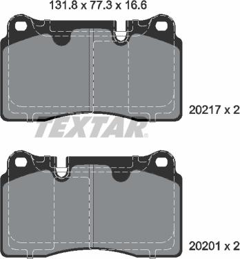 Textar 2021703 - Kit de plaquettes de frein, frein à disque cwaw.fr