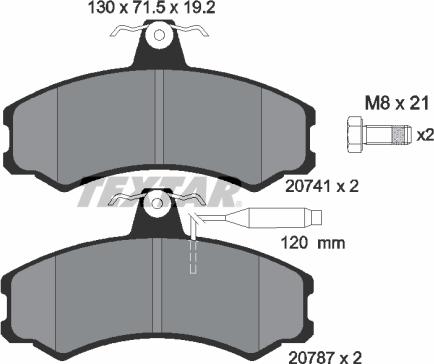 Textar 2074101 - Kit de plaquettes de frein, frein à disque cwaw.fr