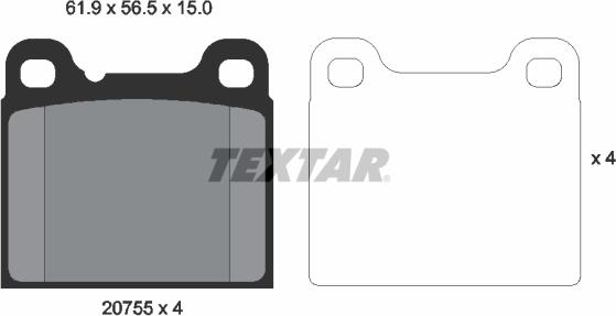 Textar 2075506 - Kit de plaquettes de frein, frein à disque cwaw.fr