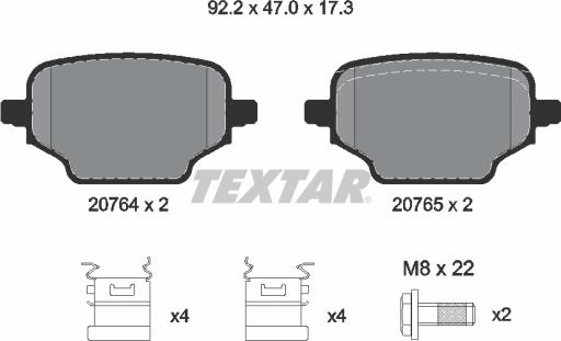 Textar 2076401 - Kit de plaquettes de frein, frein à disque cwaw.fr