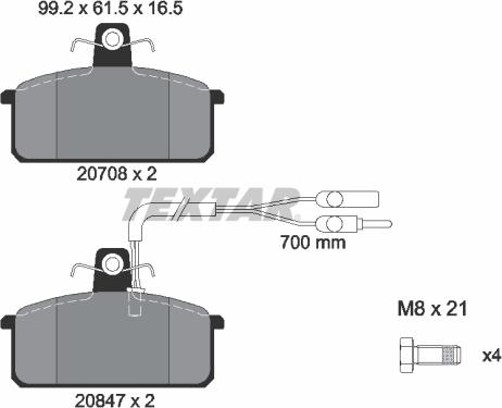 Textar 2070804 - Kit de plaquettes de frein, frein à disque cwaw.fr