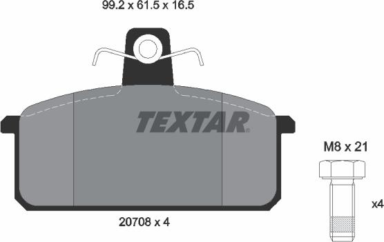 Textar 2070803 - Kit de plaquettes de frein, frein à disque cwaw.fr