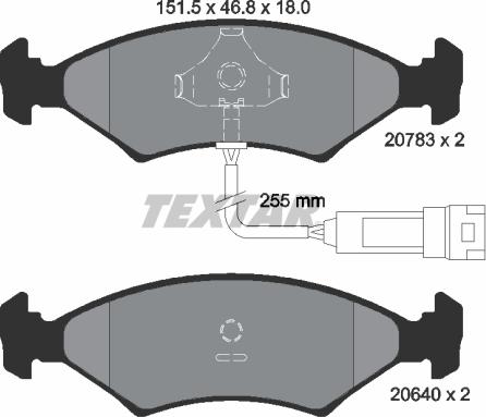 Textar 2078302 - Kit de plaquettes de frein, frein à disque cwaw.fr