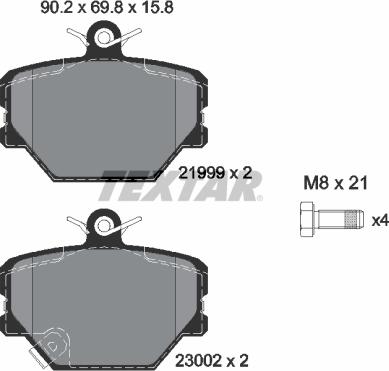 Textar 2199901 - Kit de plaquettes de frein, frein à disque cwaw.fr