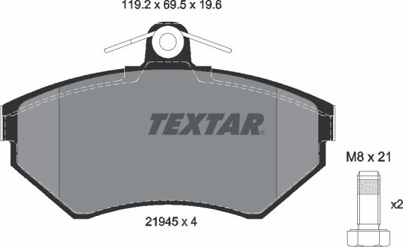 Textar 2194503 - Kit de plaquettes de frein, frein à disque cwaw.fr