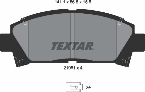 Textar 2196102 - Kit de plaquettes de frein, frein à disque cwaw.fr