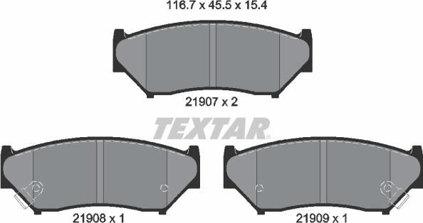 Textar 2190701 - Kit de plaquettes de frein, frein à disque cwaw.fr