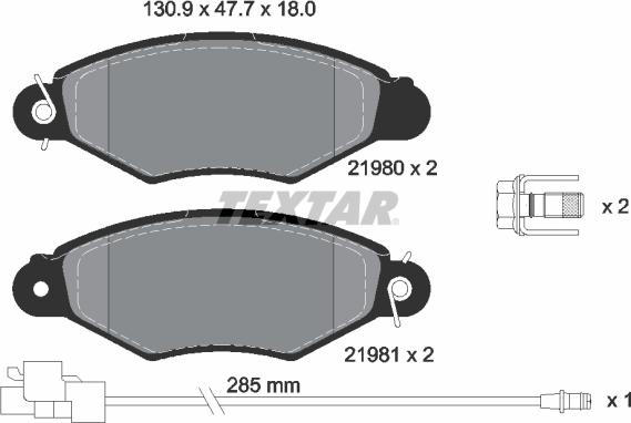 Textar 2198009 - Kit de plaquettes de frein, frein à disque cwaw.fr