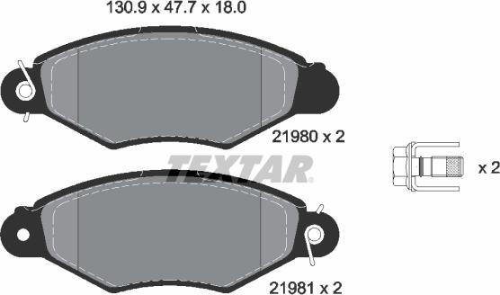 Textar 2198004 - Kit de plaquettes de frein, frein à disque cwaw.fr