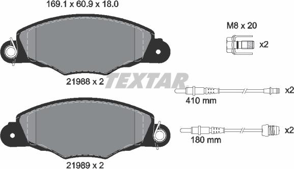 Textar 2198804 - Kit de plaquettes de frein, frein à disque cwaw.fr