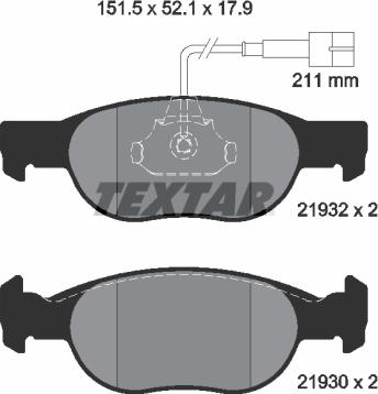 Textar 2193201 - Kit de plaquettes de frein, frein à disque cwaw.fr