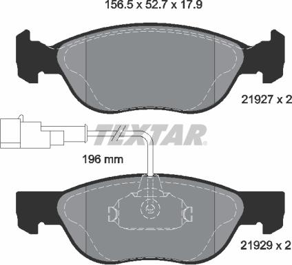 Textar 2192901 - Kit de plaquettes de frein, frein à disque cwaw.fr