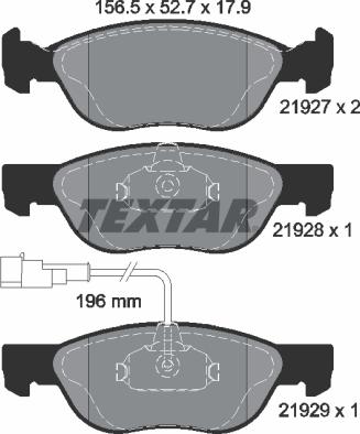 Textar 2192701 - Kit de plaquettes de frein, frein à disque cwaw.fr