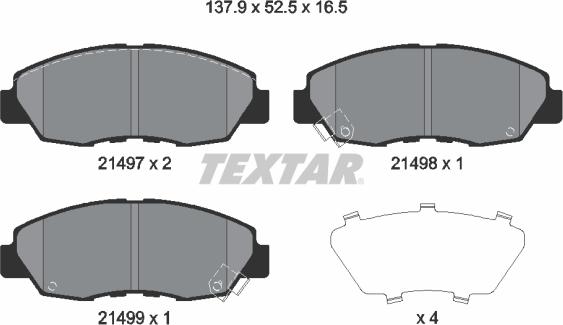 Textar 2149704 - Kit de plaquettes de frein, frein à disque cwaw.fr