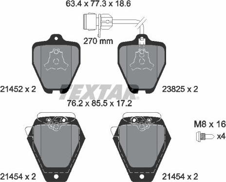 Textar 2145201 - Kit de plaquettes de frein, frein à disque cwaw.fr