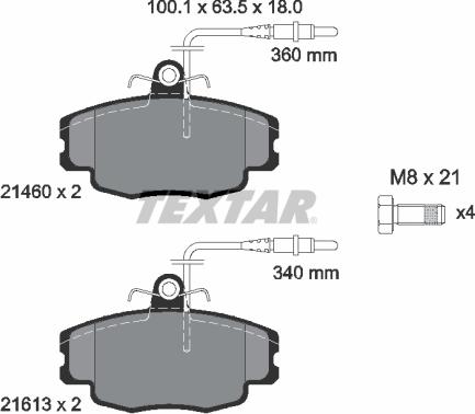 Textar 2146002 - Kit de plaquettes de frein, frein à disque cwaw.fr